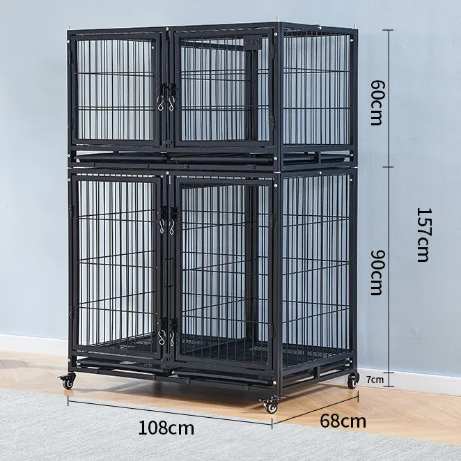 Kingtale Heavy Duty Indestructible Dog Crate Steel Escape Proof Dog Cage Kennel for Small Medium Large Dogs Indoor Double Door H