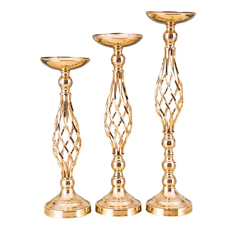 Casamento Mesa Decoração Golden Iron Flower Vase Candlestick,