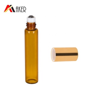 Amber <strong>2.5ml</strong> 5ml 10ml Small Empty Perfume Essential Oil Roll on Glass Tube <strong>Bottle</strong> <strong>with</strong> Stainless Steel Roll-on Roller Ball <strong>Cap</strong> - Product Image 3