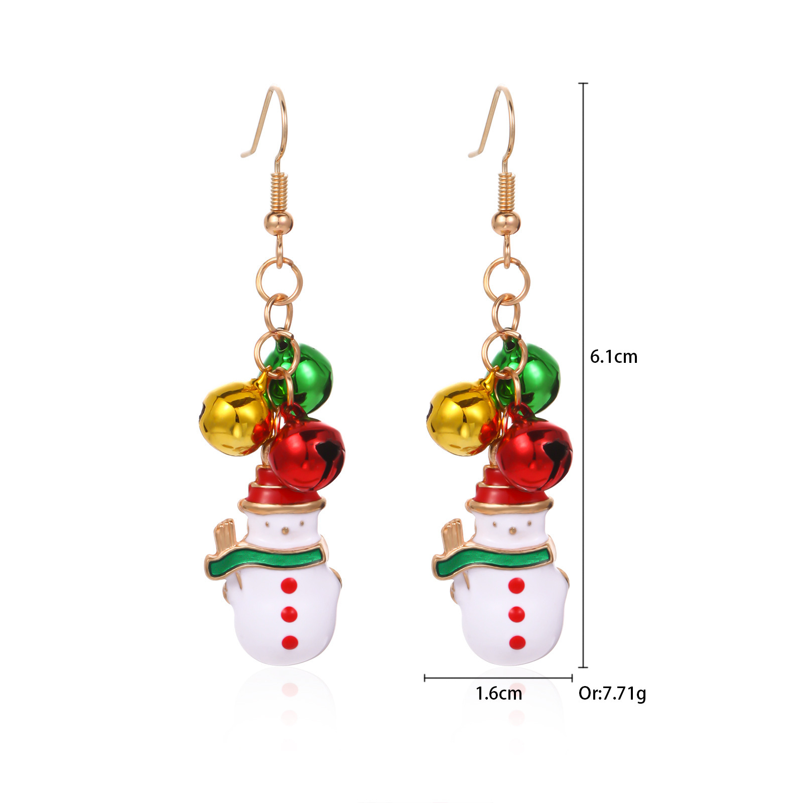7.Pendientes de muñeco de nieve con campana