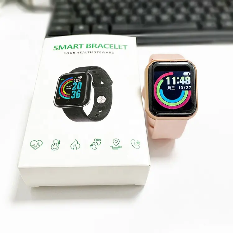 2024 Venda Quente Relógio inteligente Macaron Y68 pulseira pulseira pulseira esportiva de pressão arterial rastreador fitness D20 smartwatch
