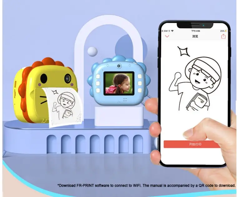 Commercio all'ingrosso 1080P HD Mini macchina fotografica con giochi per bambini divertenti foto insatnt a colori pellicola selfie giocattoli digitali per bambini macchina fotografica
