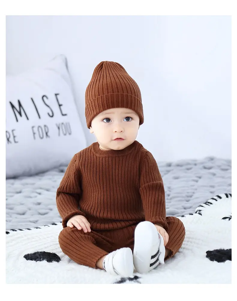 RTS-suéter de punto calentador para bebé, niño y niña, conjunto de ropa de invierno listo para enviar