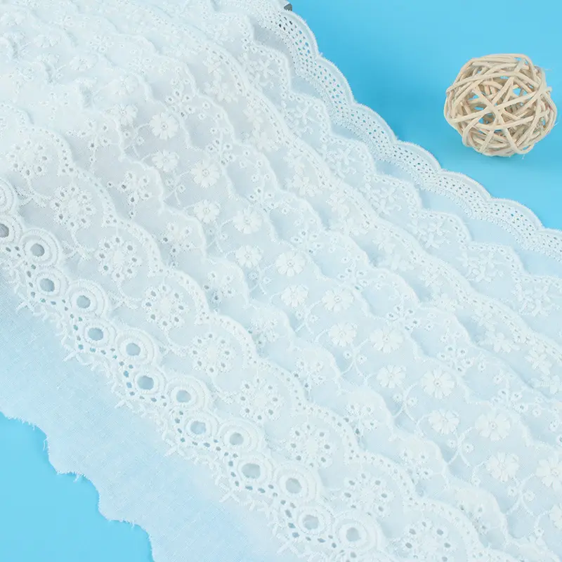 Large White Cotton Lace with Wave Pattern Crocheted Mesh Embroidery Lolita Lace 100% Polyester Material