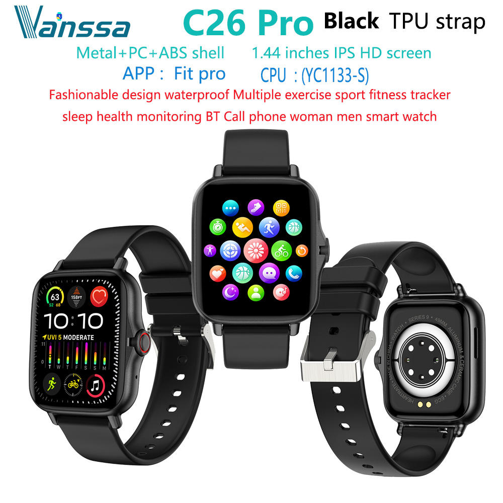C26-pro-sport-smart-watch TPU สีดำ