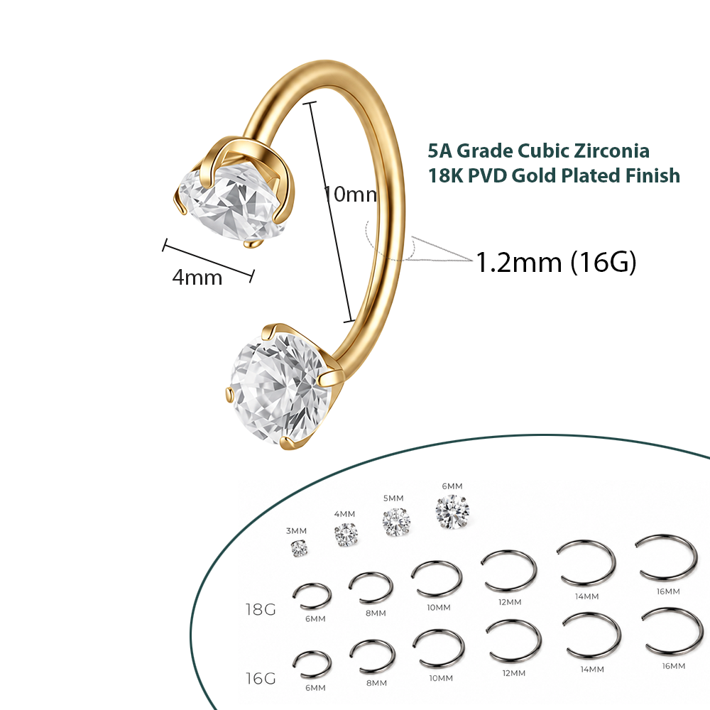 16G/ 4mm CZ/ 10mm