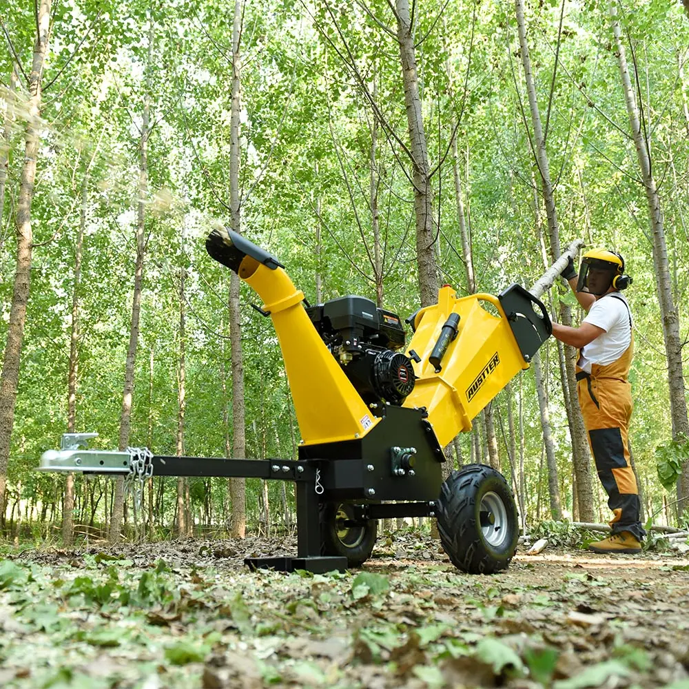 Trituradora de madera de jardín de arranque eléctrico remolcable ATV AUSTTER 420cc Ducar /Lifan /Loncin Gas 15HP astilladora de madera