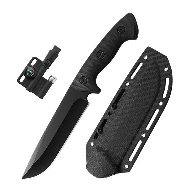 BLACK + compass whistle fire starter LED