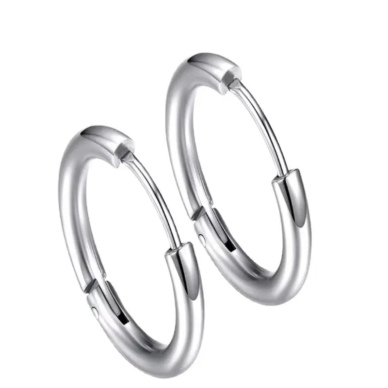 Pendientes de aro de acero inoxidable para hombre y mujer, aretes de aro de acero inoxidable 316L, diseño geométrico minimalista, aros redondos de oro de 2,5mm para cartílago Huggie