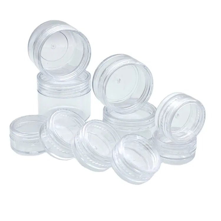 3 Ml 5Ml 10Ml 2.5G 3 Ml 3G 5G 10G 15G 20G 25G 30G Doorzichtige Crèmepot Plastic Pot Mini Transparante Cosmetische Monstercontainer Met Deksel