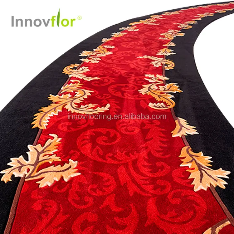 Villa Teppich Hand Tufted Teppich Angepasst Design Mit Gold Rot Und Schwarz Farbe Rot Teppich Für Treppen Teppich