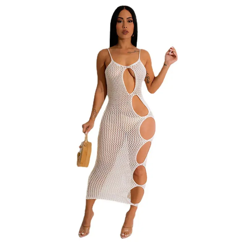 Évider Cover Ups Maillot de bain Coverups Maillot de bain Coverup Beachwear Bikini Maillots de bain Bikini Blanc Crochet Plage Cover Up Robe