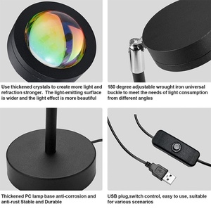 LEDスマートAPPLGBサンセットランプUSBレインボープロジェクターライト背景ウォールナイトライトワイヤレスリモコンデスクランプ付き - Product Image 4