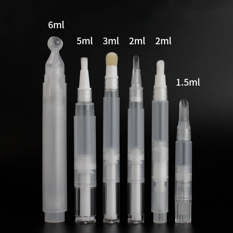 נמוך MOQ XINHE שקוף ברור לחיות מחמד פלסטיק קונסילר קרן נסיעות גודל לחץ עט עיפרון בקבוק רב סוג מברשת 1.5ml-6ml