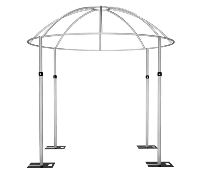 Ayarlanabilir 4-Post dairesel gümüş Metal düğün olay kemer standı, yuvarlak zemin gölgelik çerçeve Chuppah 10ft