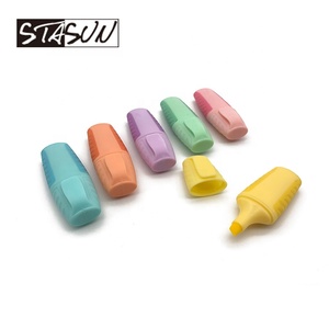 Punta de cincel fluorescente macarrones color pastel mini resaltador plano Rotulador con Clip y agarre de goma