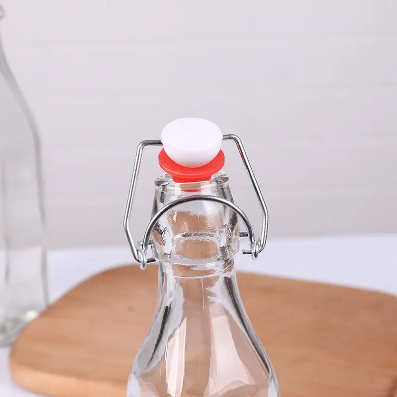 Enzyme beverage 250ml 500ml transparent glass bottle homemade wine bottle swinging cap sealed bottle bulk sale