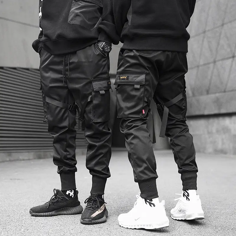 Alta calidad Hip Hop Cargo Mens Multi bolsillo Pantalones joggers Moda Streetwear Cargo Pantalones