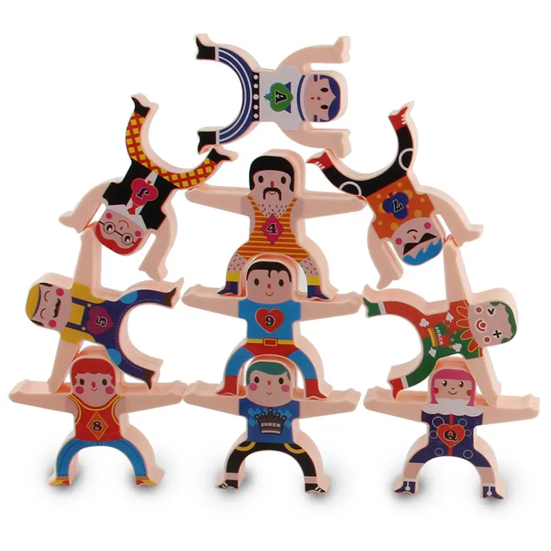 WANHUA mainan akrobat kayu mainan kayu set bermain mainan kayu kecil untuk anak-anak