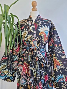 Artland uluslararası kadın giyim elbise elbisesi hint el yapımı Farida <span class=keywords><strong>Kahlo</strong></span> Kaftan uzun pamuk kapak up gecelik Kaftan kleid