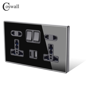 Coswall13Aデュアルクイック充電スイッチコントロールUSBポートスマート電源コンセント18WタイプC強化クリスタルガラスユニバーサルウォールソケット - Product Image 6