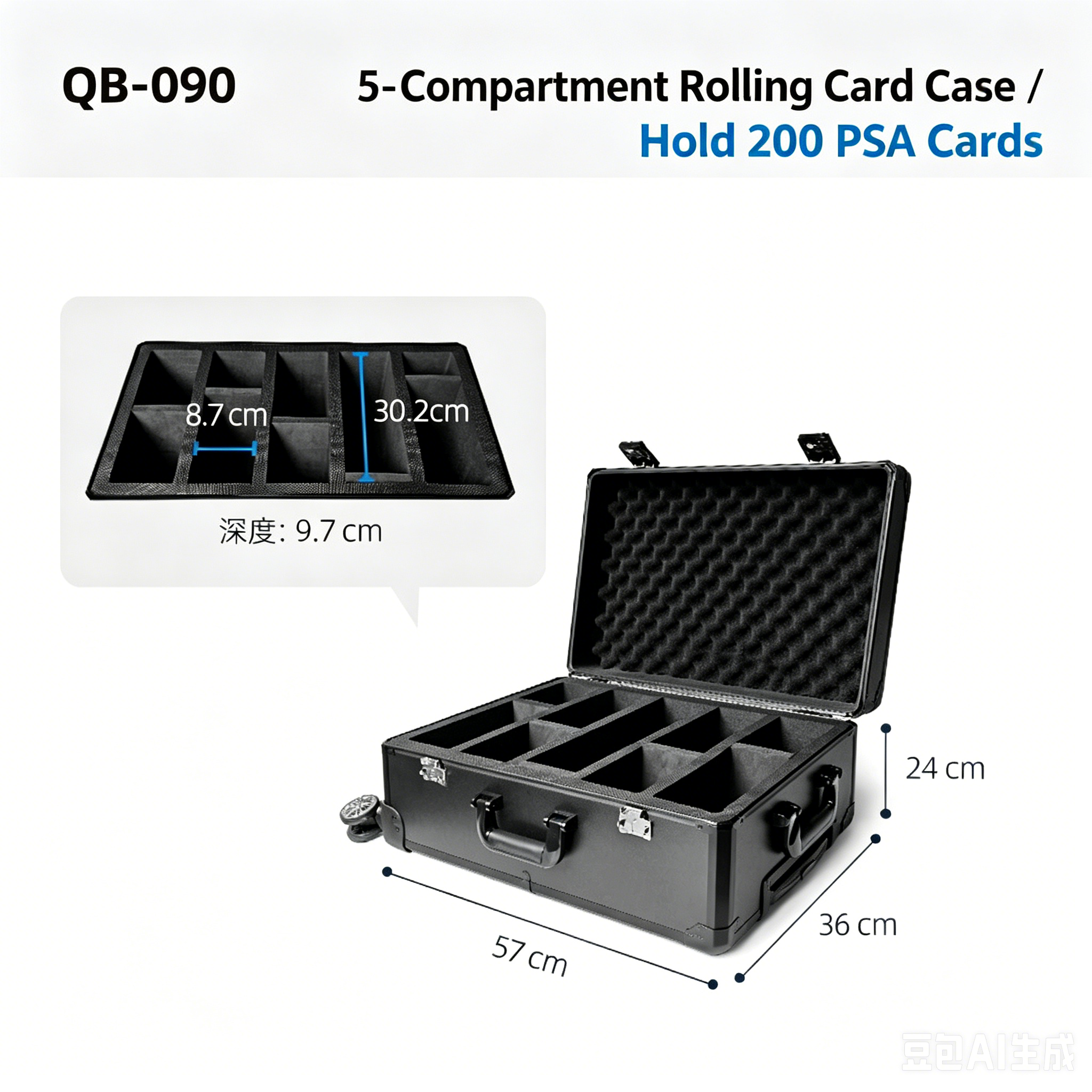 5-Slot Wheeled Rolling Graded Card Brick Case