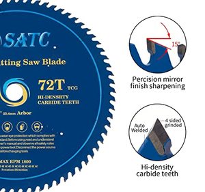 SATC 14 inç dairesel testere bıçağı alaşımlı çelik Metal kesme bıçağı ile 1 inç Arbor yumuşak metaller için 72 diş Woods plastik - Product Image 3
