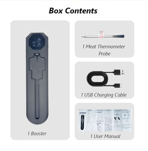Sensor de temperatura dual para barbacoa, termómetro inalámbrico para carne, Sensor de temperatura para barbacoa con pantalla LCD y repetidor Bluetooth, 1 unidad