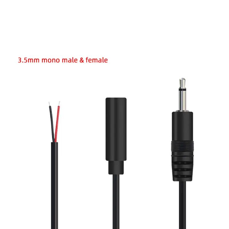 Câble Audio 3.5mm mâle femelle 0.25m personnalisé à une extrémité 2.5mm câble Audio Jack mono à extrémité nue cordon Audio