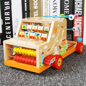 Hochwertige Cartoon multifunktion ale Auto Mathe Lern perlen Kinderspiel zeug Neue Trend niedlichen sicheren Holz Kleinkind Spielzeug auto für Kinder