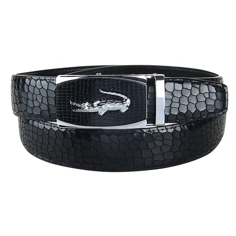 Motif Crocodile En Gros Automatique Boucle Hommes Ceinture En Cuir Véritable