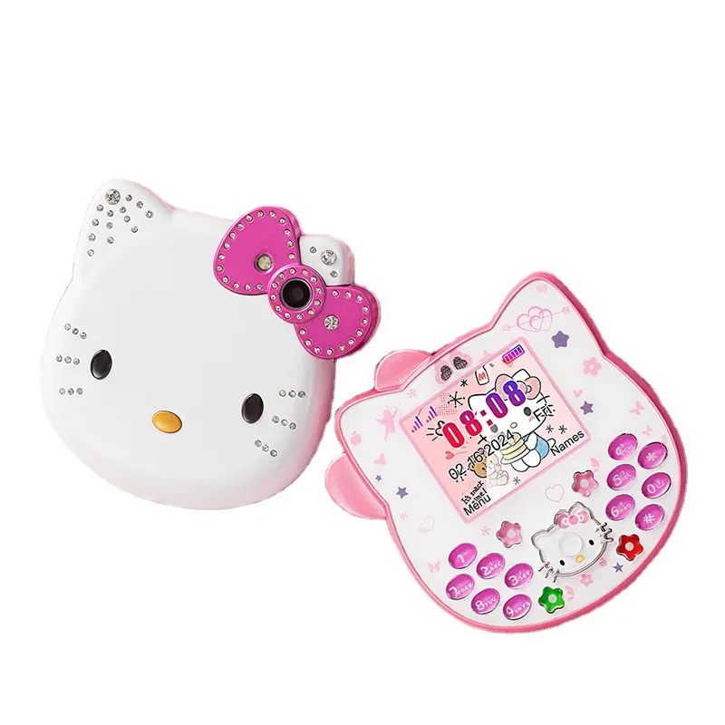 Ponsel kecil terlaris A688 Hello Kitty ponsel flip kartun imut anak-anak pelajar ponsel mini