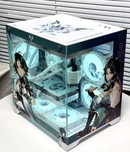 Genshin impatto Xiao Anime Custom M-ATX Mid-Tower custodia per PC a lato pieno vetro temperato vista mare camera MicroATX custodia del Computer - Product Image 2