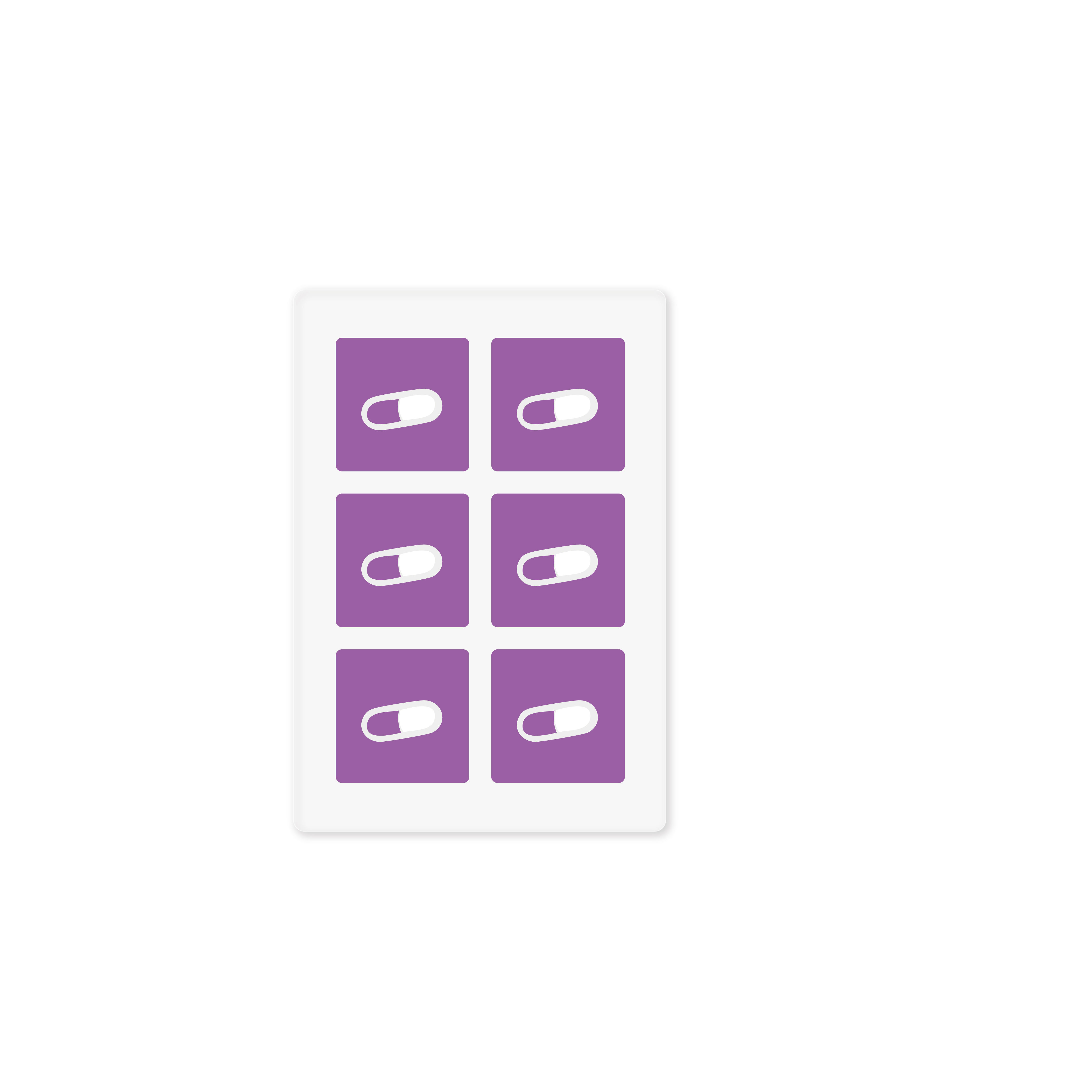 Six purple square patches