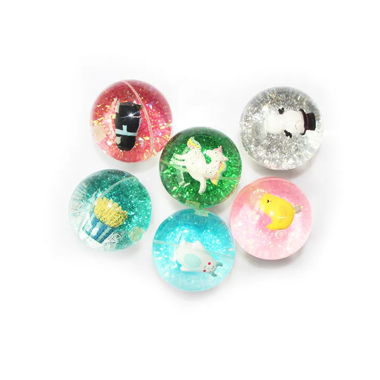 Bola de rebote colorida, bola de goma de agua para animales, máquina de juguete, bolas de juguete elásticas transparentes para Navidad