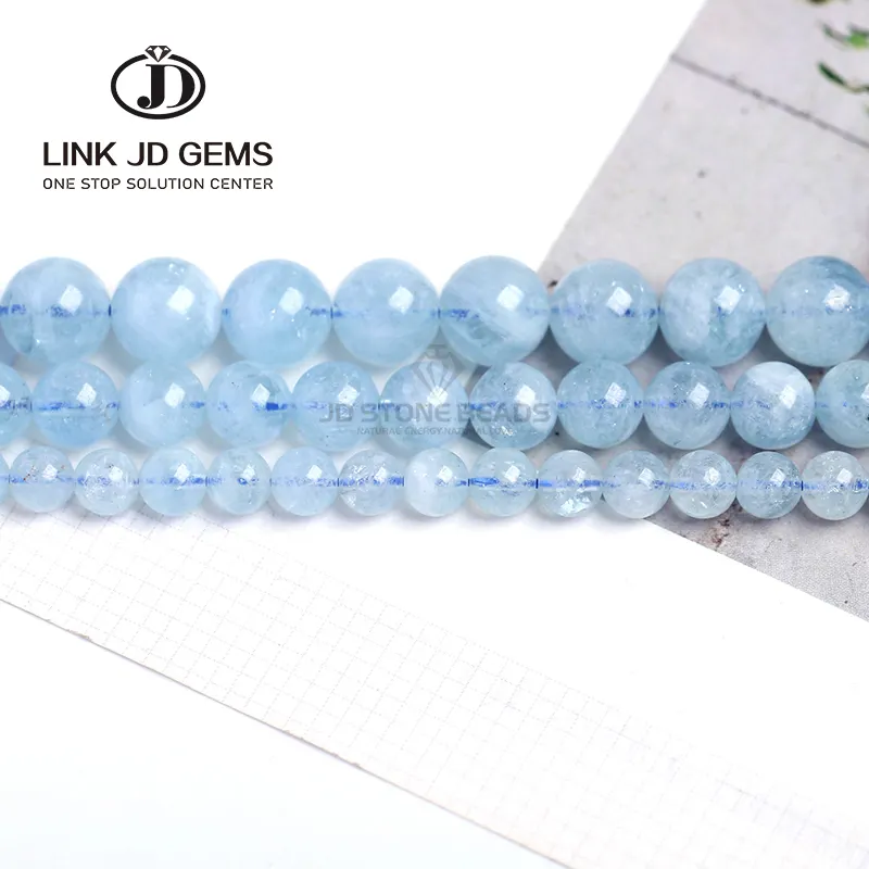 10Mm Matte Ruwe Gefacetteerde Blauwe Aquamarijn Edelsteen Ronde Losse Stenen Natuurlijke Aquamarijn Kralen Voor Sieraden Maken