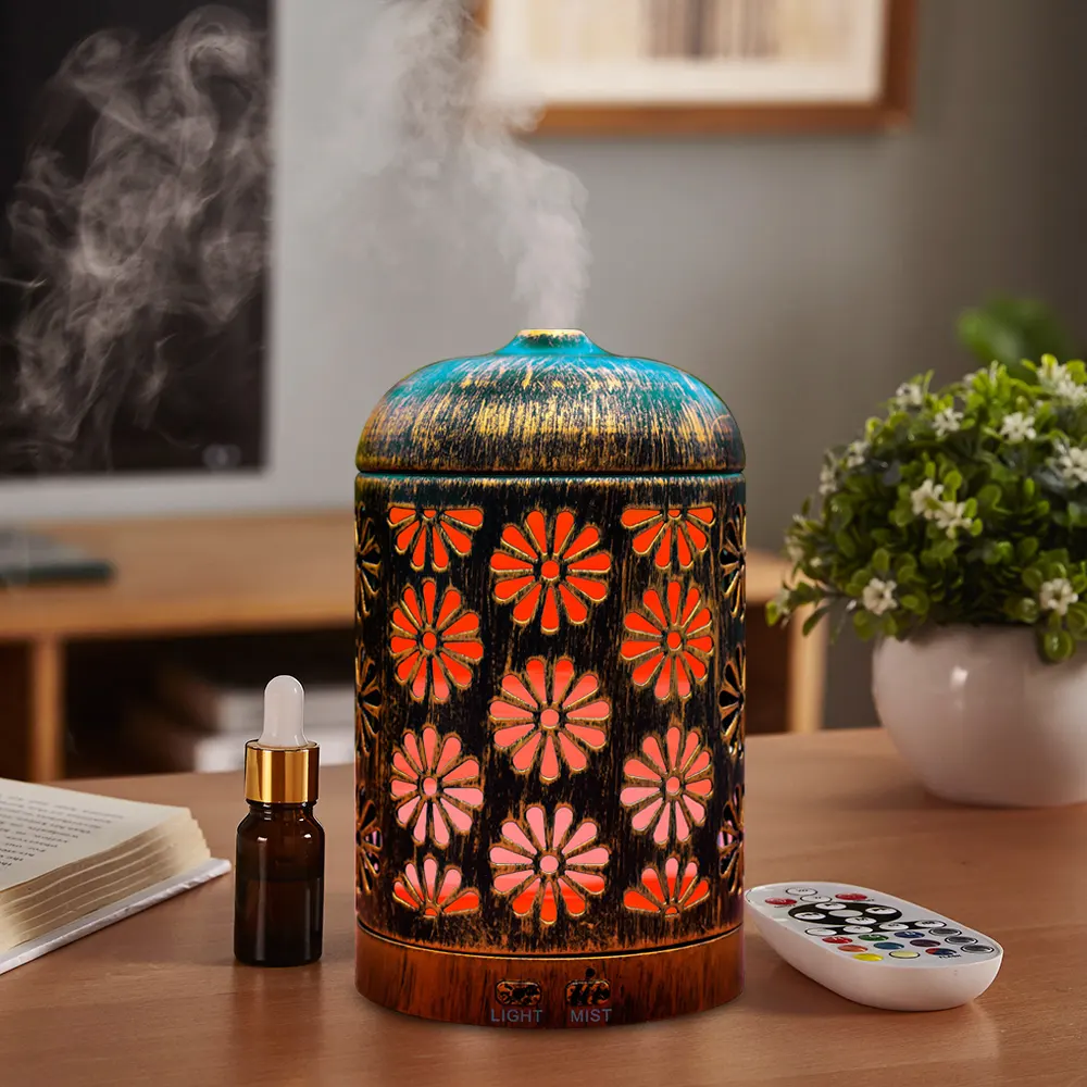 200ml Mist Metal Fragrance Oils Diffuser, Aromatic Cool Water Bronze Metal Diffuser with Auto Shut Off No Water