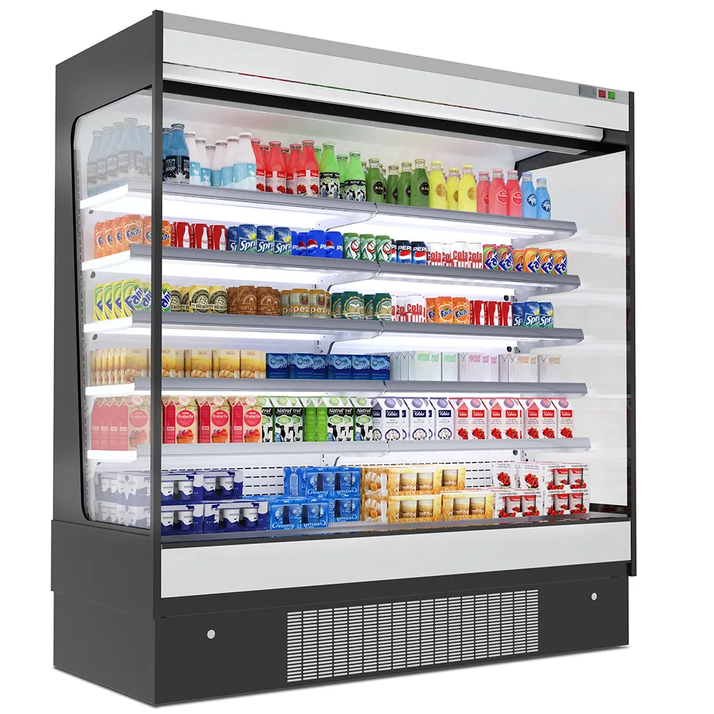 Refrigerador de 3 metros para uso comercial, refrigerador con pantalla abierta para leche, yogurt, bebidas pequeñas y mul