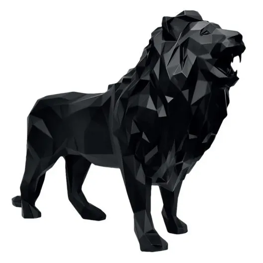 هندسية مجردة في الهواء الطلق الزخرفية أشكال نماذج للحديقة من الراتنج الحيوان بالحجم الطبيعي الأسد منحوتات تماثيل أسود