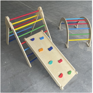 YUCI OEM Indoor Playground <strong>3</strong> in <strong>1</strong> Foldable Wooden Triangle Climber With a <strong>Ramp</strong> Wooden Climbing Toys - Product Image 6