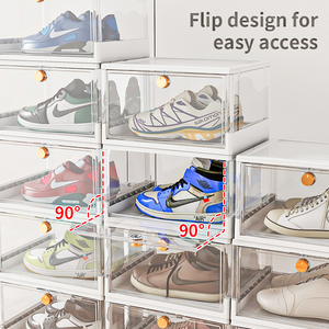 Nhà Máy Giá Tiết Kiệm Không Gian Có Thể Gập Lại Giày Sneaker <span class=keywords><strong>Container</strong></span> Hộp Rõ Ràng Nhựa Stackable Giày Tổ Chức Gấp Giày Hiển Thị - Product Image 6