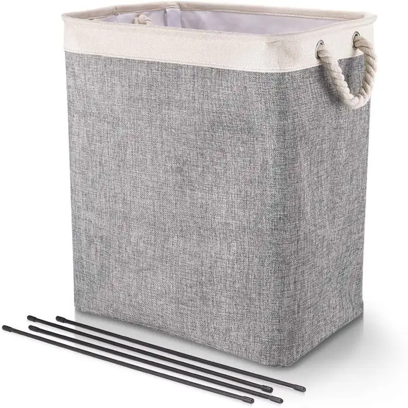 Cesta de lavanderia para roupa suja, cesta de pano dobrável de alta qualidade com suporte para fio de alça, cestas não deformadas para lavanderia