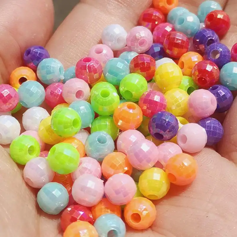 6 8MM earth plastic beads solid color AB magic DIY materials hand-beaded national clothing preparation loose wholesa