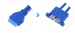 Fabrika USB 3.0 bir kadın 2-Port 20-Pin IDC kablosu için yüksek hızlı USB 3.0 veri transferi - Product Image 6
