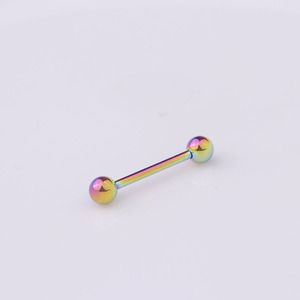 1.6mm titanyum İçten dişli düz halter paslanmaz çelik dil halkası Piercing takı - Product Image 6