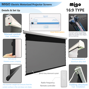 MIGO电动投影仪屏幕遥控家庭影院电视电动壁挂式天花板投影屏 - Product Image 5