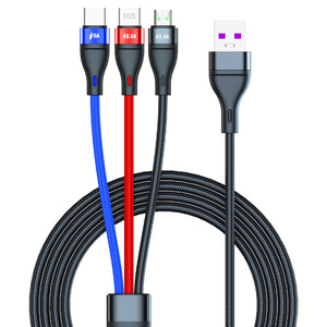 สายดาต้าชาร์จเร็วพิเศษแบบสามในตัวเดียวสำหรับ Apple Huawei Mi 5A PD iPhone USB ประเภทสำหรับการใช้หูฟัง - Product Image 1