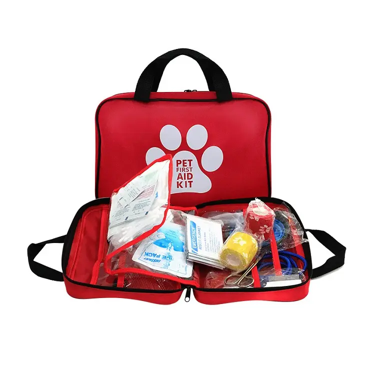 Kit de primeros auxilios para mascotas, kit de primeros auxilios portátil para exteriores, Oxford, impermeable, multiusos, para gatos y perros, paquete de emergencia