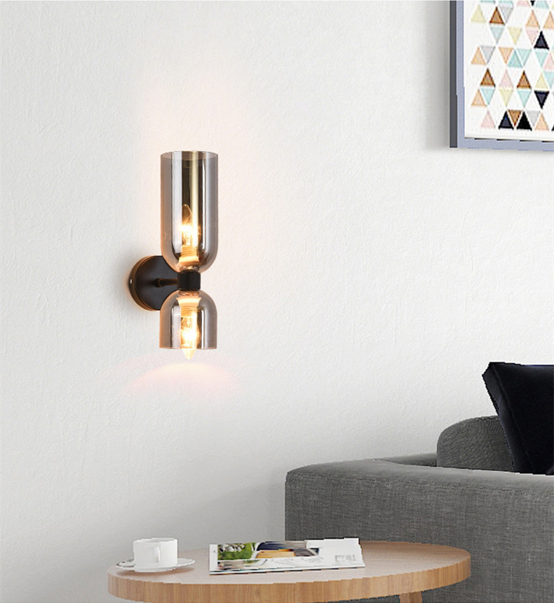 Italian light luxury bedside wall lamp simple modern bedroom living room background wall aisle Nordic study glass hotel lamp