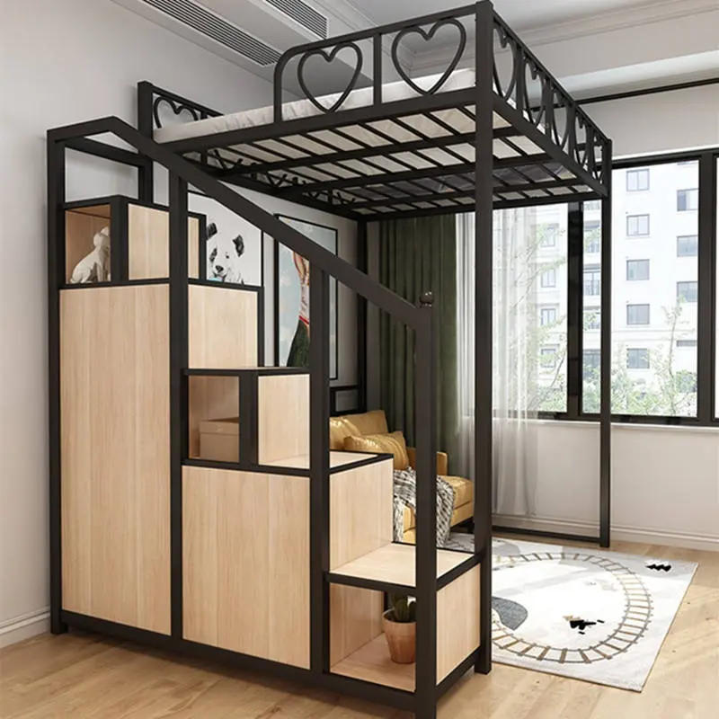 Lit simple avec cadre de lit en métal pour adultes, lit mezzanine pour adultes, école, maison, hôtel, auberge de jeunesse, lits superposés